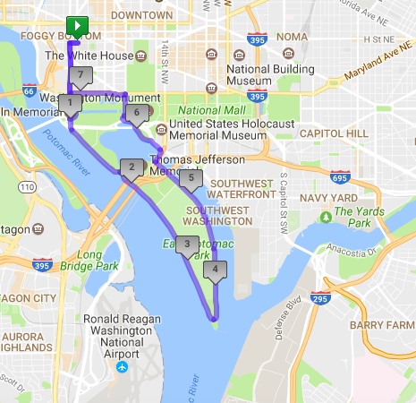 Thursday: Tidal Basin and Haines Point via the National Mall (7.7 miles)