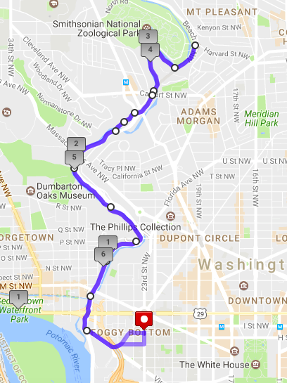 Wednesday: The National Zoo via Rock Creek Park (7 miles)