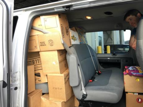 van full of boxes